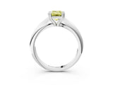 Platinum Fancy Yellow Emerald  Cut Solitaire Engagement Ring with Tapered Band and Four-Prong Setting 3