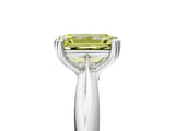 Platinum Fancy Yellow Emerald  Cut Solitaire Engagement Ring with Tapered Band and Four-Prong Setting 5