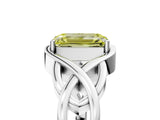 Platinum Fancy Yellow Emerald Cut Solitaire Intertwined Band Prong Setting Ring_11