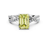 Platinum Fancy Yellow Emerald Cut Solitaire Twist Pave Diamond Engagement Ring with Prong Setting_42