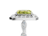 Platinum Fancy Yellow Emerald  Halo Diamond Engagement Ring with Twisted Band and Four-Prong Setting