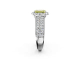 Platinum Fancy Yellow Emerald  Halo Round Diamond Pave Band with Prong Setting 2