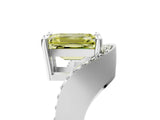 Platinum Fancy Yellow Emerald  Solitaire Diamond Engagement Ring with Pave Band and Four-Prong Setting 5