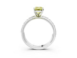 Platinum Fancy Yellow Emerald  Solitaire Diamond Engagement Ring with XO Engraved Band and Four-Prong Setting 4