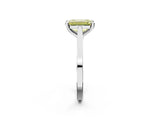 Platinum Fancy Yellow Emerald  Solitaire Diamond Ring with Four-Prong Setting and Tapered Band 2