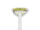 Platinum Fancy Yellow Emerald  Solitaire Diamond Ring with Four-Prong Setting and Tapered Band 5