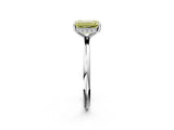 Platinum Fancy Yellow Emerald  Solitaire Diamond Ring with a Classic Band and Four-Prong Setting 3