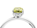 Platinum Fancy Yellow Emerald  Solitaire Diamond Ring with a Classic Band and Four-Prong Setting 5
