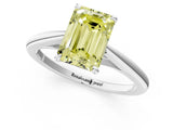 Platinum Fancy Yellow Emerald  Solitaire Engagement Ring with Four-Prong Setting and Classic Band 3