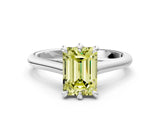 Platinum Fancy Yellow Emerald  Solitaire Engagement Ring with Six-Prong Setting and Classic Band 1