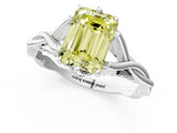 Platinum Fancy Yellow Emerald  Solitaire Twist Band Six-Prong Setting 2