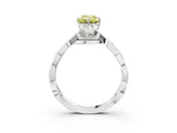 Platinum Fancy Yellow Emerald  Solitaire Twist Band with Leaf Prong Setting 4