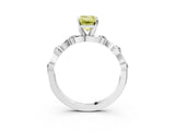 Platinum Fancy Yellow Emerald  Solitaire Twisted Band with Prong Setting 3