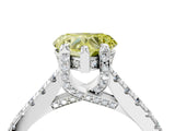 Platinum Fancy Yellow Heart  Brilliant Diamond Solitaire with Pavé Band and Four-Prong Setting