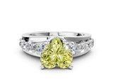 Platinum Fancy Yellow Heart  Brilliant Solitaire with Side Stones on a Pave Band and Four-Prong Setting_24