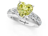 Platinum Fancy Yellow Heart  Brilliant Solitaire with Side Stones on a Pave Band and Four-Prong Setting_25
