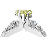 Platinum Fancy Yellow Heart  Brilliant Solitaire with Side Stones on a Pave Band and Four-Prong Setting_28