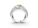 Platinum Fancy Yellow Heart Cut Brilliant Halo Pave Diamond Milgrain Ring_9