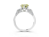 Platinum Fancy Yellow Heart Cut Brilliant Three-Stone Pave Band with Four-Prong Setting_9