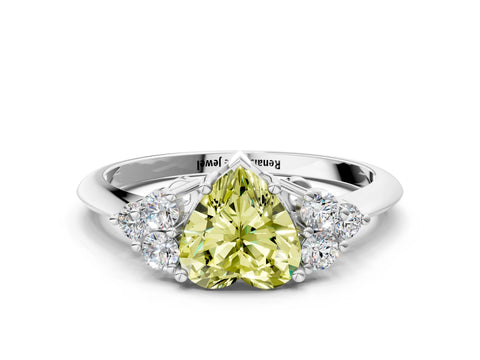 Platinum Fancy Yellow Heart Cut Cut Diamond Cluster Ring with Solitaire Band and Four-Prong Setting_24