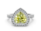 Platinum Fancy Yellow Heart Cut-Cut Diamond Halo Engagement Ring with Pave Band and Prong Setting_12