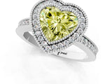 Platinum Fancy Yellow Heart Cut Cut Halo Pavé Diamond Ring_13