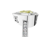 Platinum Fancy Yellow Heart Cut Cut Halo Pavé Diamond Ring_17