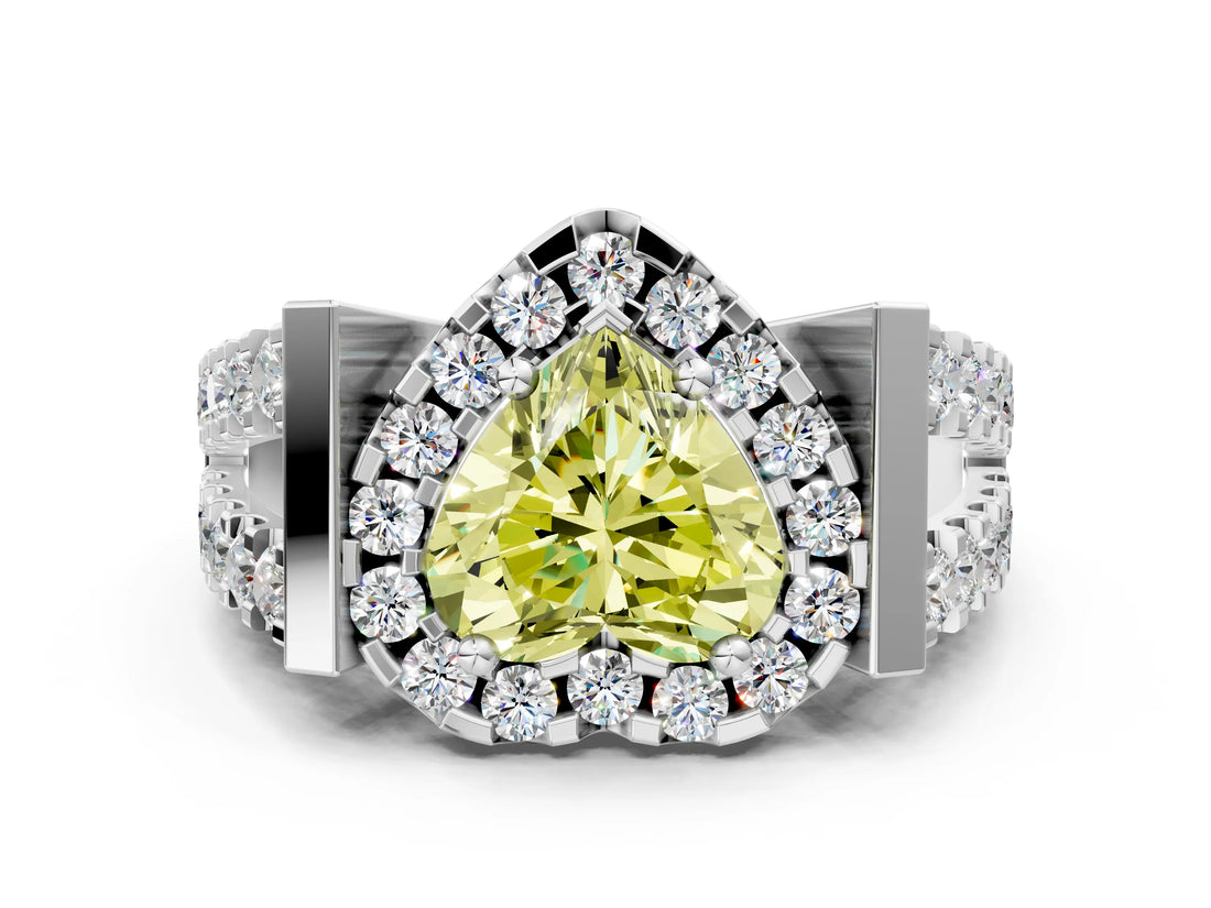 Platinum Fancy Yellow Heart Cut Cut Halo Split Shank Prong Set Ring_12