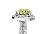 Platinum Fancy Yellow Heart Cut Diamond Double Halo Ring with Split Shank and Four-Prong Setting_11