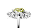 Platinum Fancy Yellow Heart Cut Diamond Floral Double Halo Engagement Ring with Prong Setting_35