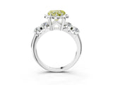 Platinum Fancy Yellow Heart  Cut Diamond Floral Halo Engagement Ring with Shared Prong Setting 4