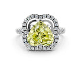 Platinum Fancy Yellow Heart Cut Diamond Floral Halo Split Shank Prong Setting Ring_36