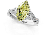 Platinum Fancy Yellow Heart Cut Diamond  Halo Twist Band Solitaire Prong Setting Ring_13