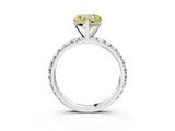 Platinum Fancy Yellow Heart Cut Diamond Pavé Solitaire Ring with Round Band and Prong Setting_3