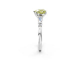 Platinum Fancy Yellow Heart  Cut Diamond Ring with Baguette Side Stones, Channel Set Band, and Four-Prong Setting_14
