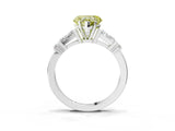 Platinum Fancy Yellow Heart  Cut Diamond Ring with Baguette Side Stones, Channel Set Band, and Four-Prong Setting_15