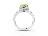Platinum Fancy Yellow Heart Cut Diamond Scalloped Halo Engagement Ring with Round Shared Prong Band_3