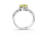 Platinum Fancy Yellow Heart Cut Diamond Scattered Round Accent Ring with Prong Setting_3