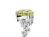 Platinum Fancy Yellow Heart Cut Diamond Scattered Round Accent Ring with Prong Setting_5