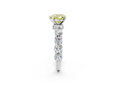 Platinum Fancy Yellow Heart Cut Diamond Side Stone Engagement Ring with Four-Prong Setting_14