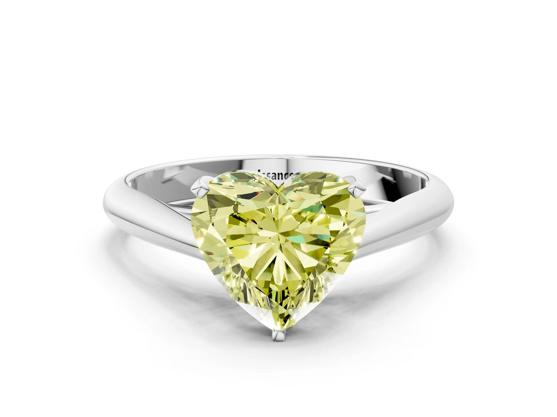 Platinum Fancy Yellow Heart Cut Diamond Solitaire Engagement Ring with Cathedral Setting and Four-Prong Mount_18