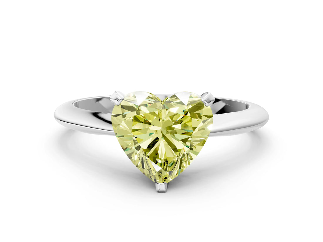 Platinum Fancy Yellow Heart Cut Diamond Solitaire Engagement Ring with Classic Band and Four-Prong Setting_12