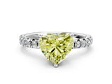 Platinum Fancy Yellow Heart Cut Diamond Solitaire Pavé Engagement Ring with Round Band and Prong Setting_1