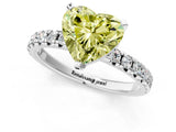 Platinum Fancy Yellow Heart Cut Diamond Solitaire Pavé Engagement Ring with Round Band and Prong Setting_2