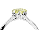 Platinum Fancy Yellow Heart Cut Diamond Solitaire Ring with Flower Prong Setting and Classic Band_16