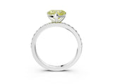 Platinum Fancy Yellow Heart  Cut Diamond Solitaire with Pave Band and Four-Prong Setting 3