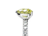 Platinum Fancy Yellow Heart  Cut Diamond Solitaire with Pave Band and Four-Prong Setting 5