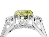 Platinum Fancy Yellow Heart Cut Diamond Three-Stone Engagement Ring with Prong Setting and Pavé Band_16