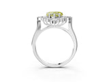 Platinum Fancy Yellow Heart Cut Halo Diamond Cluster Ring with Marquise and Round Stones on a White Gold Band with Prong Setting_3
