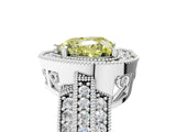 Platinum Fancy Yellow Heart Cut Halo Diamond Engagement Ring with Pave Split Shank and Four-Prong Setting_11